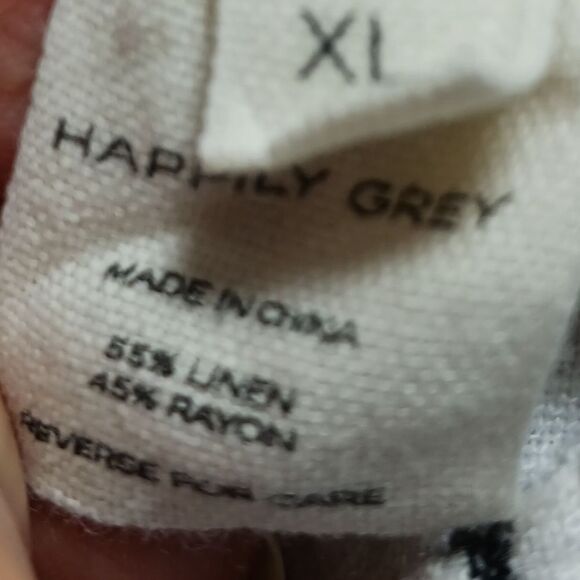 Happily Grey Linen/Rayon Wide Leg Pant Women's XL. White with Grey Stripes...... - Picture 3 of 10